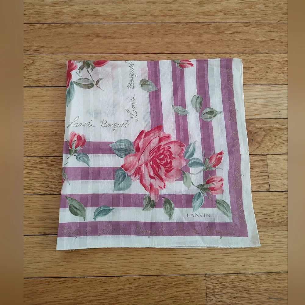 Lanvin floral striped small scarf EUC